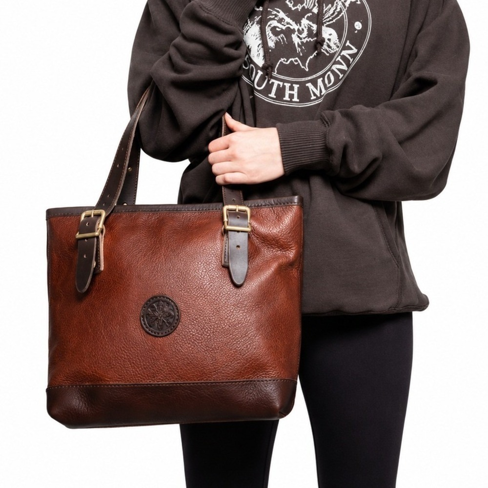 Duluth Pack Bison Leather Lakewalk Tote Brown Trim Buckle